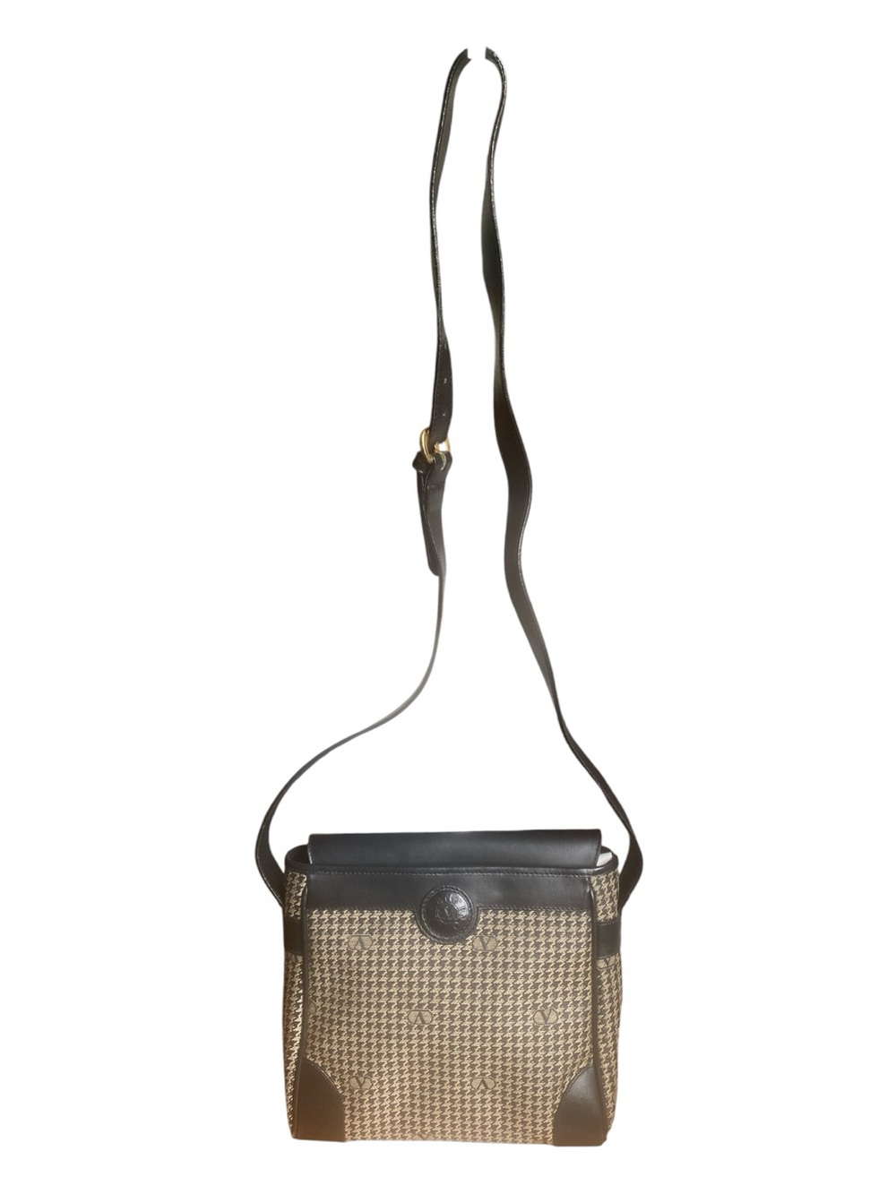 Valentino Garavani Houndstooth Canvas & Leather Crossbody Vintage Bag - Picture 6 of 10